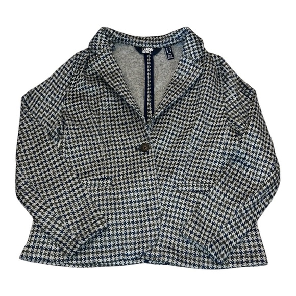 Lands' End Green and Blue Houndstooth Blazer Classic Notched Lapel - Picture 4 of 13